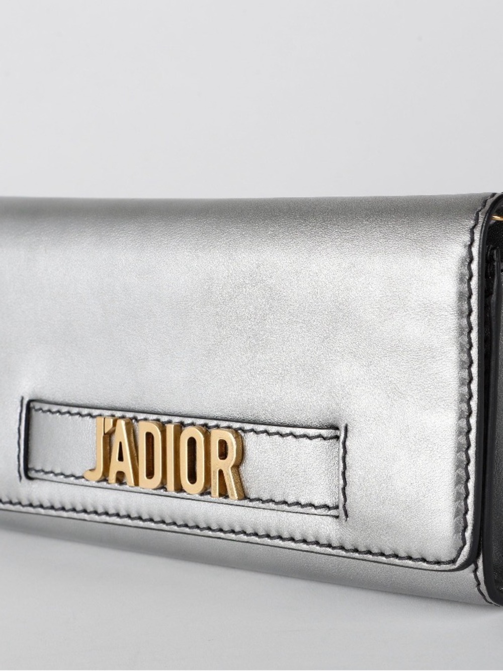 Dior Metallic Silver Clutch with Gold J'Adior Hardware - Picture 2 of 7